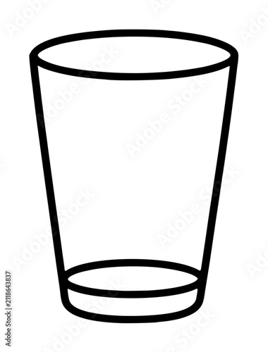 Cuadro en lienzo Hand-traced minimalist vector illustration of an empty clear drinking glass with