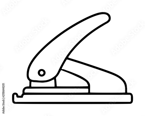 Fotografía Hand-traced line art vector icon of a single hole punch office tool, minimalist