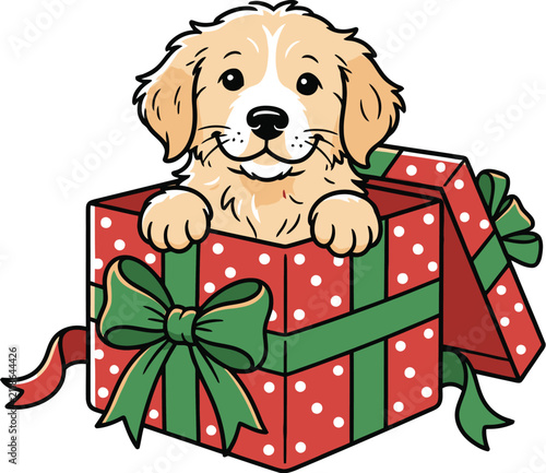 puppy with gift