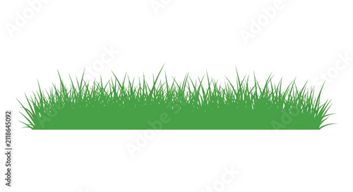 Cuadro en lienzo Green grass patch with blades vector illustration on a white background