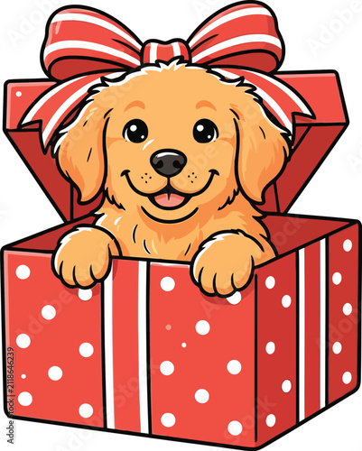 puppy with gift box