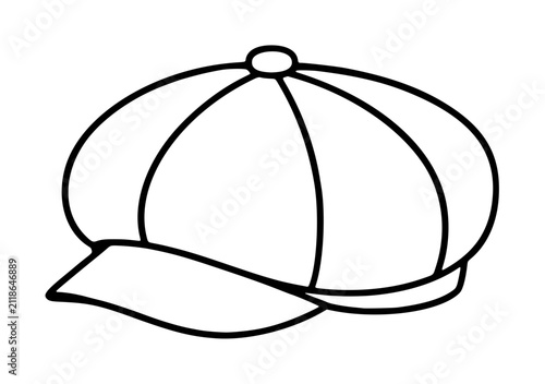 Obraz na płótnie Hand drawn black outline vector icon illustration of a classic newsboy or flat c