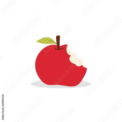 Bitten Apple Flat Vector Illustration