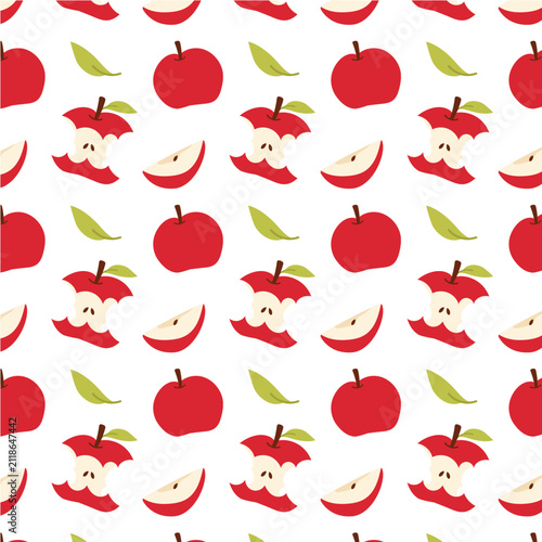Cute Flat Apple Seamless Pattern