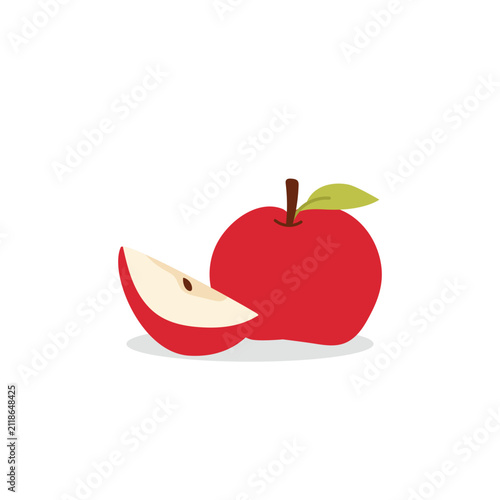 Whole And Sliced Apple Illustration