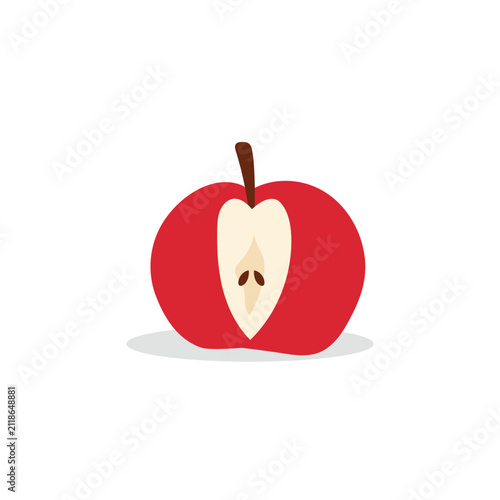 Red Apple Slice Clipart Illustration