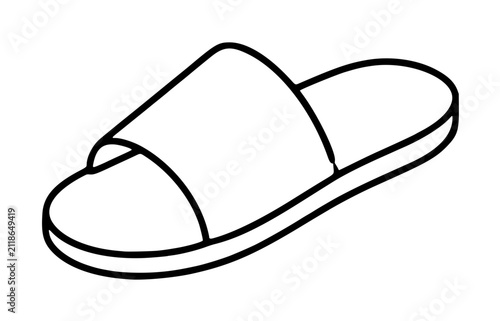 Hand drawn vector line art illustration of a simple slipper sandal icon outline isolated on white background footwear concept minimalist sketch