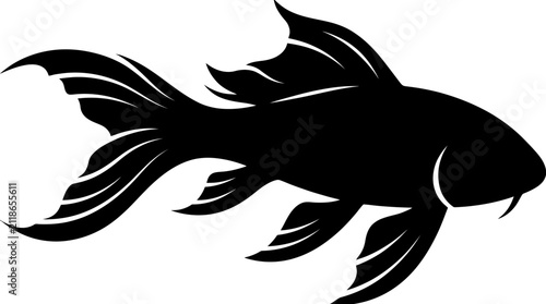 Goldfish silhouette for aquatic pet and aquarium branding.