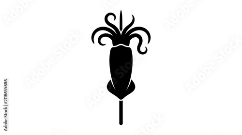 Grilled squid on a stick street food icon