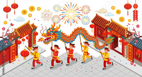 Chinese Dragon Dance Festival Celebration