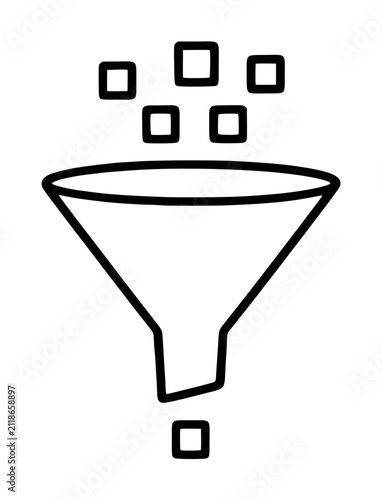 Photography Hand-traced black outline vector illustration of a conversion funnel filtering s