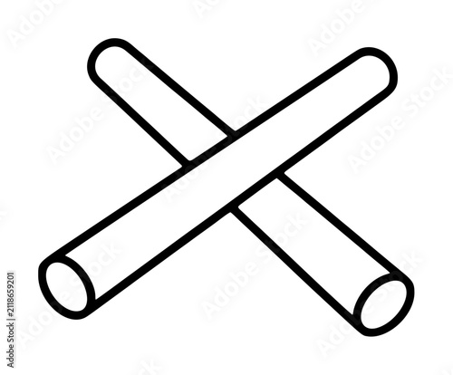 Bild auf Leinwand Crossed claves percussion instrument hand-drawn vector icon illustration, minima