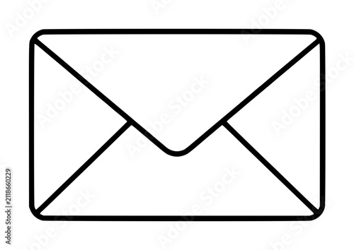 Cuadro en lienzo Hand-traced envelope vector icon illustration featuring a minimalist line-art ma