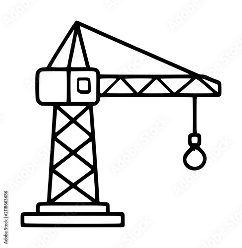 Foto Hand-traced vector icon illustration of a classic harbor crane with operator cab