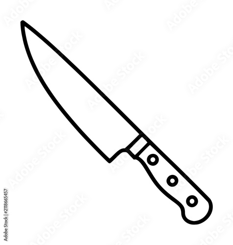 Foto Hand-drawn black outline chef knife vector icon illustration with sharp pointed