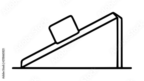 Quadro su tela Hand-traced vector icon of an inclined plane ramp with a sliding block, minimali