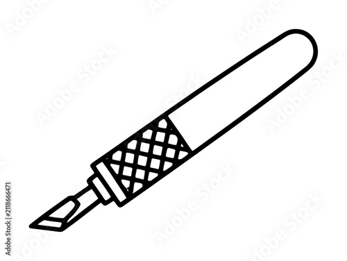 Bild auf Leinwand Hand-traced linoleum cutter tool vector icon illustration, black outline engravi