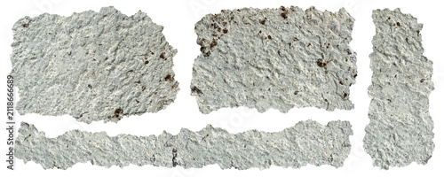 Set of Concrete Fragments Isolated on Transparent Background. Suitable for Construction Themes, Overlays, Digital Artwork, and Graphic Design.