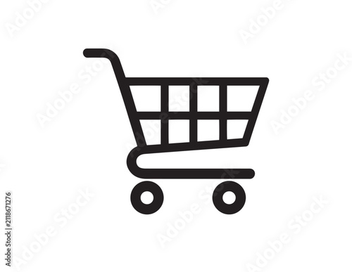 Shopping cart icon black outline on a white background for digital use