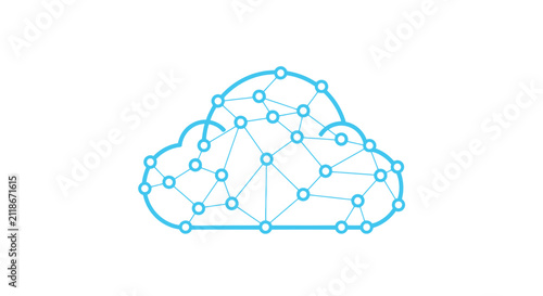 A digital cloud icon formed by interconnected network nodes and lines
