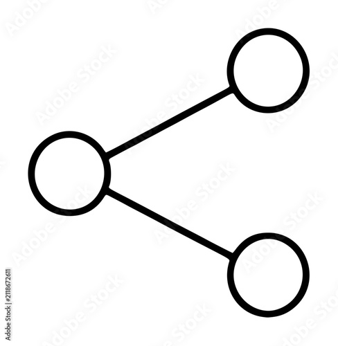 Foto Hand-drawn vector icon of a share graph with three connected circular nodes, min
