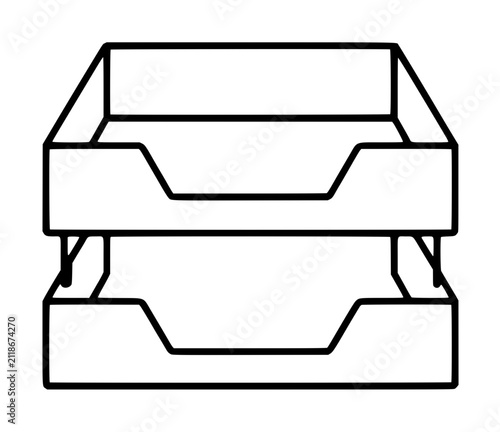 Stacked office document trays in tray icon depicting a stacked office trays desk organizer vector illustration