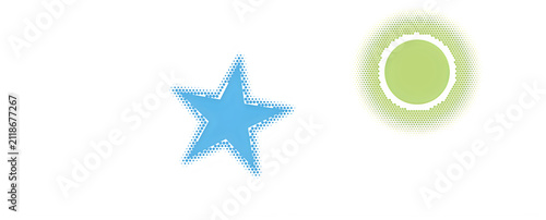 Blue star and green sun icons with a modern doodle style design