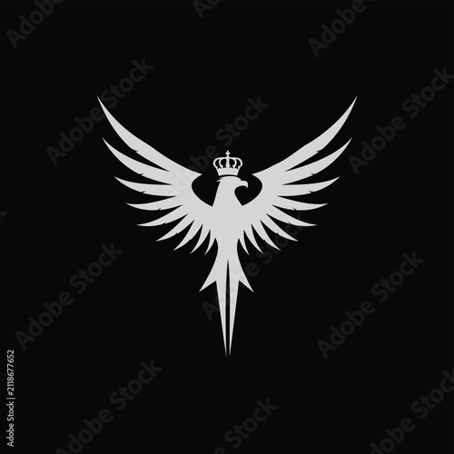 White Eagle Logo with Royal Crown – Premium Wings Emblem for Luxury and Sports Branding