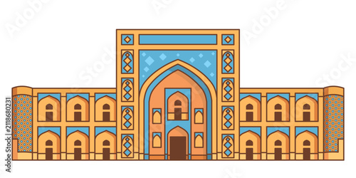 Islamic mosque architecture icon. Traditional middle eastern building vector illustration.
