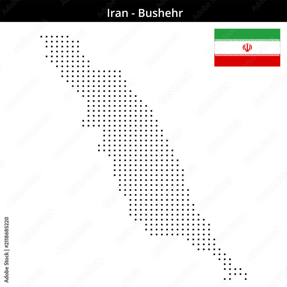 Obraz premium Map of Iran region Bushehr in small size square dots