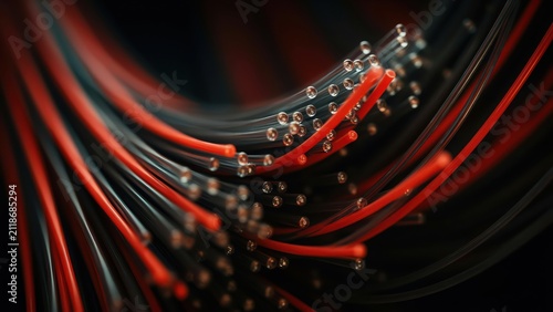 Abstract red and black digital light lines background