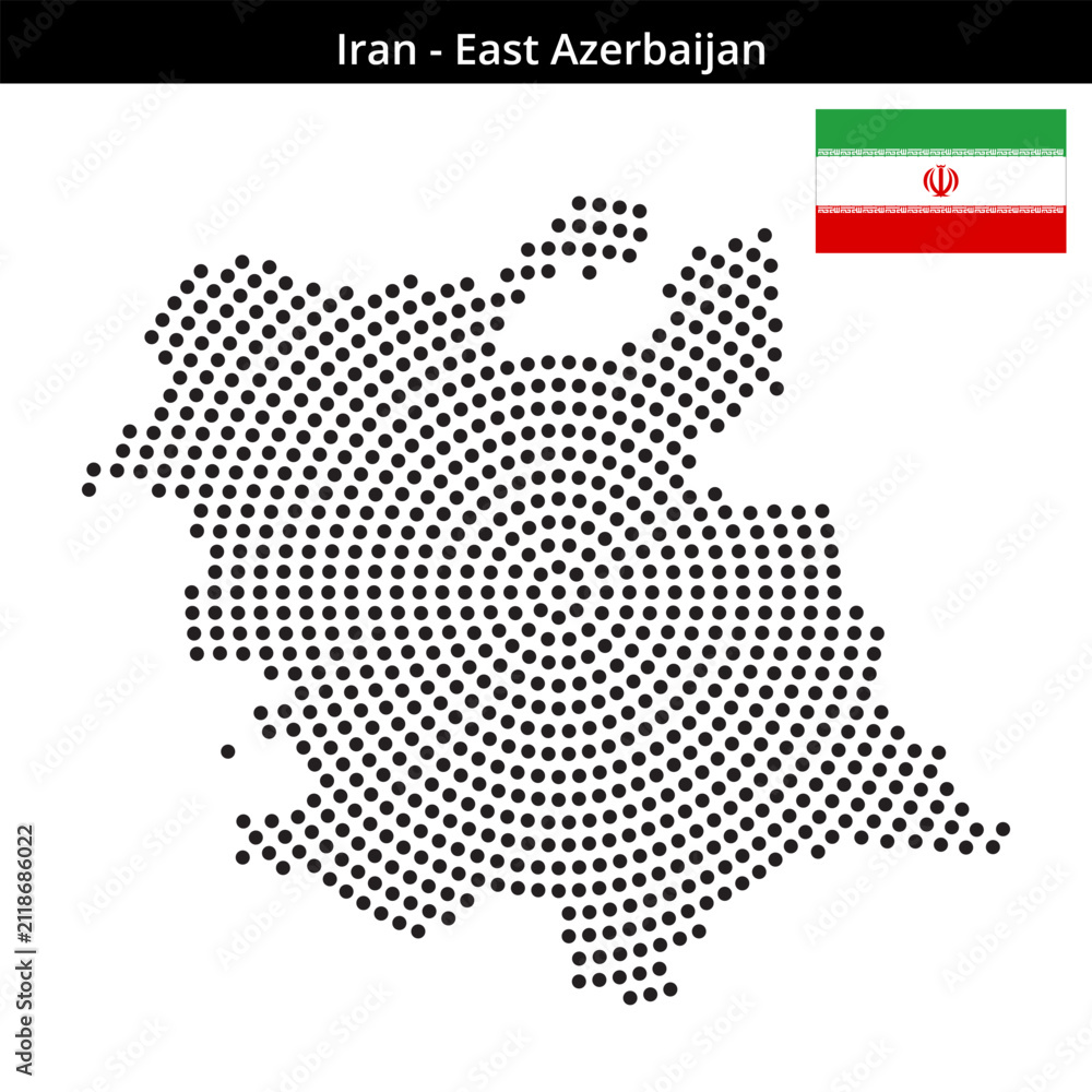 Obraz premium Map of Iran region East-Azerbaijan in concentric medium dots