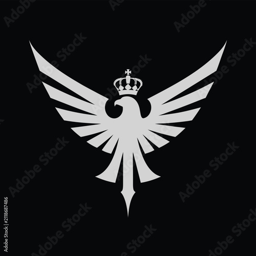 Crowned Phoenix Silhouette Icon – Majestic Bird Crest for Elite Brands