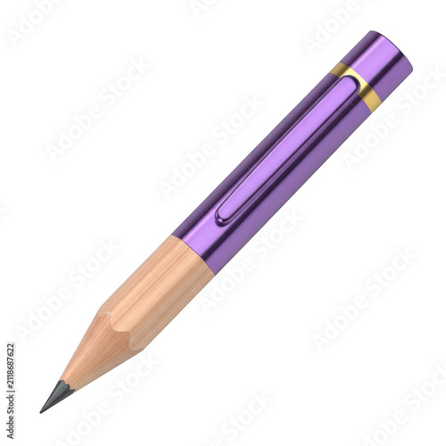 Purple metallic pencil with wooden tip