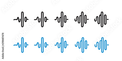 Foto Audio sound wave frequency bar icons set with frequency equalizer recording tech