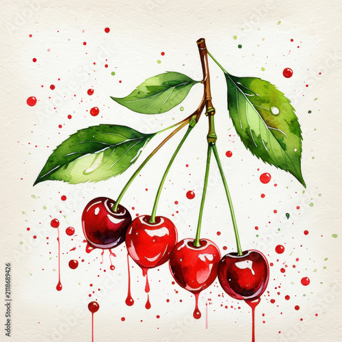 Fresh ripe dark sweet cherries composition in different concepts and styles.