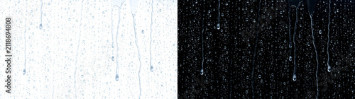 Canvastavla Realistic water droplet drip glass texture with condensation and trickling strea