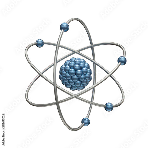 Atomic structure with electron orbits and nucleus