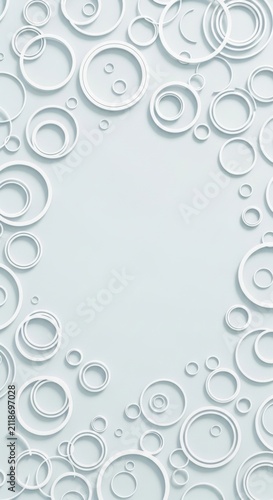 Abstract White Background with Concentric Circles Pattern Frame