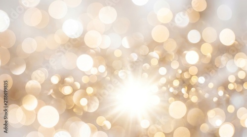 Soft golden light bokeh background with glowing circles and festive shimmer for holiday design and celebrations