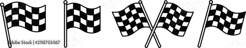 Checkered Racing Flag Icons in Multiple Styles