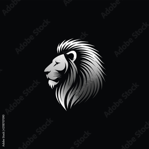 Majestic Lion Head Silhouette Vector Illustration with Tribal Wild Animal Logo Design 