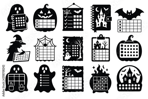 Collection of halloween calendar and schedule icons