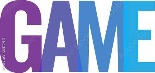 Bold and stylish typographic graphic featuring the word Game written in layers of bright colorful artistic letters