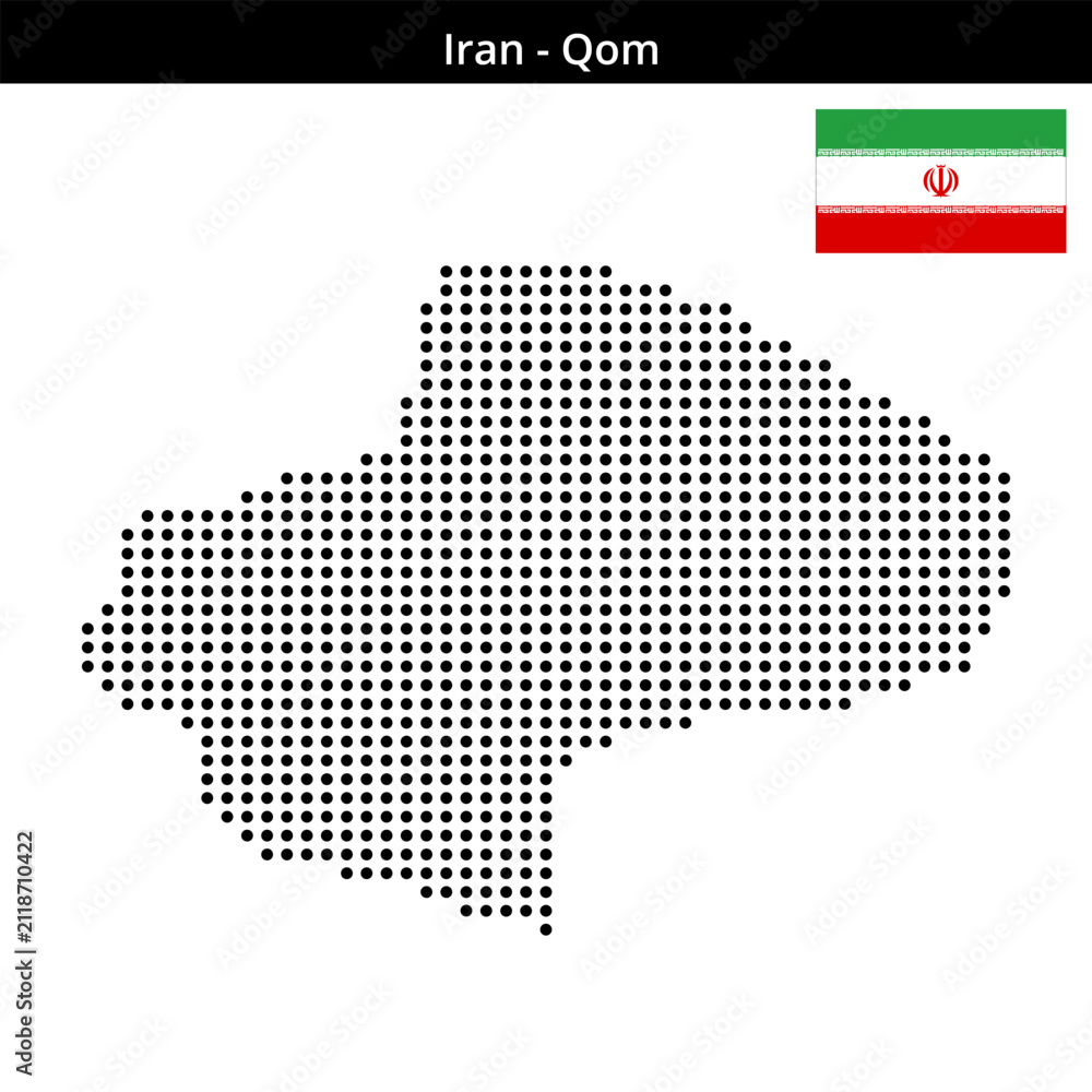Fototapeta premium Map of Iran region Qom in medium size dots