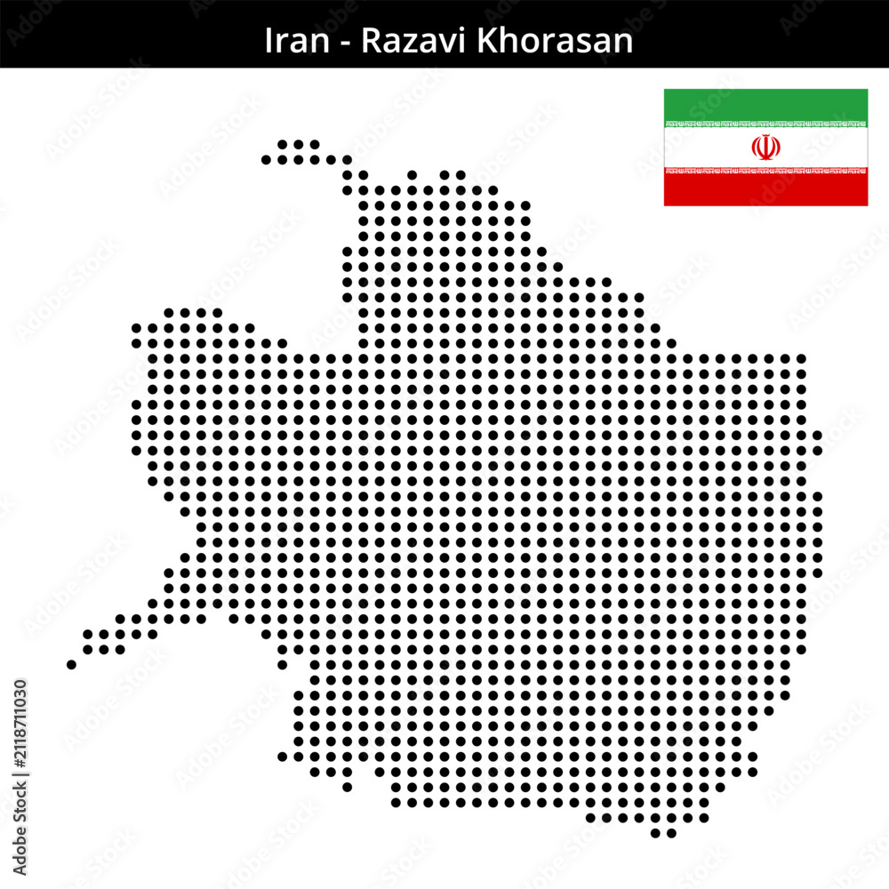 Obraz premium Map of Iran region Razavi-Khorasan in medium size dots