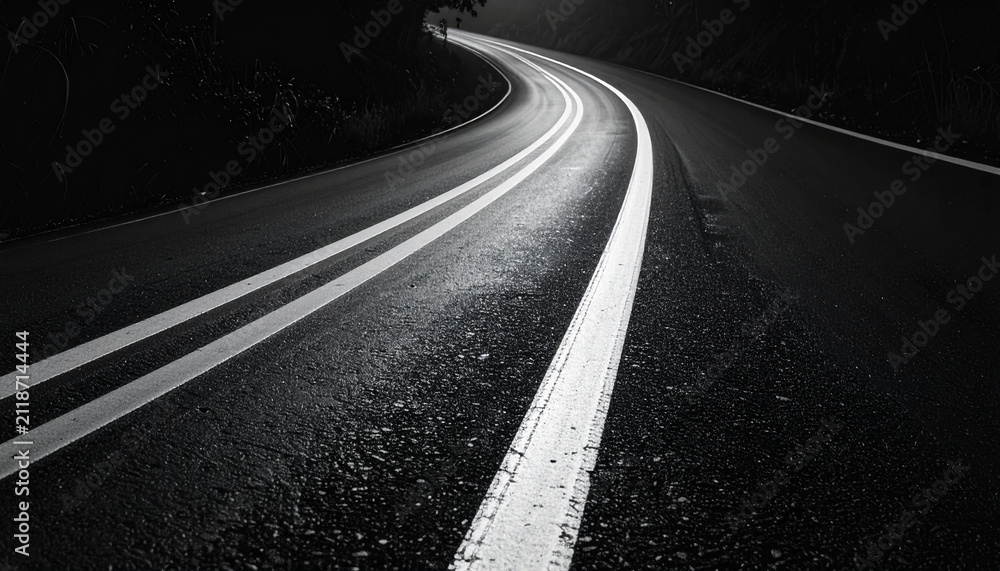 Naklejka premium Curved Night Road