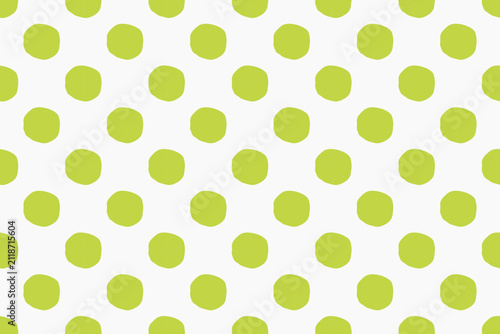 Bright green polka dots hand drawn seamless pattern. Textile, paper scrapbooking design. Eco pattern. Vector illustration.
