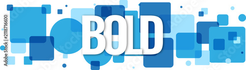 Bold typography displayed in large white letters against a vibrant blue geometric shapes motif