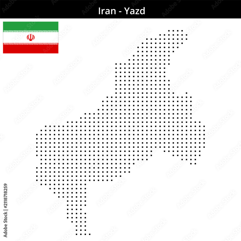 Obraz premium Map of Iran region Yazd in small size square dots